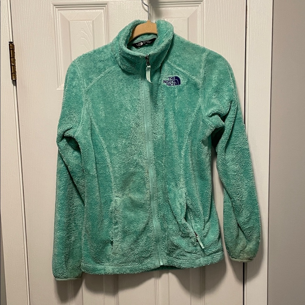 The North Face Mint Green Fleece Jacket Girls Size L. Very Nice